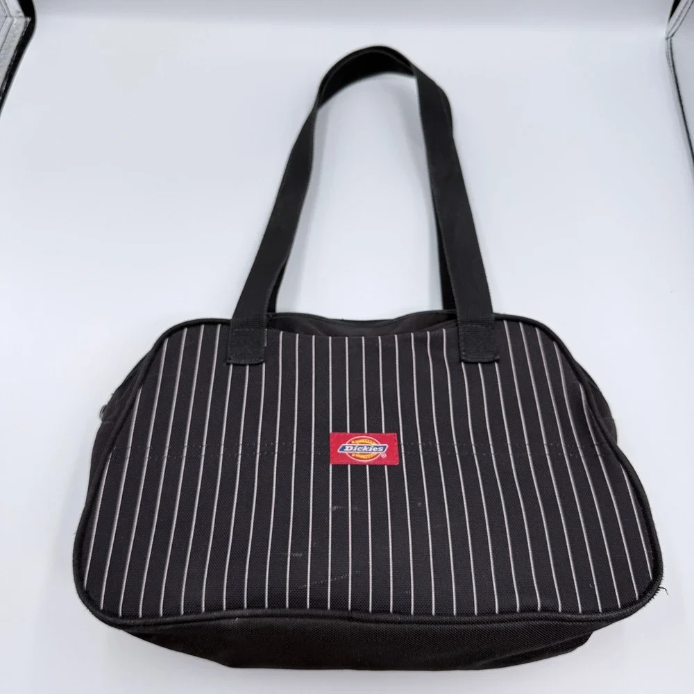 Dickies Y2K Black Pinstripe Mini Bowler Bag Canvas Shoulder Purse Yak Pak